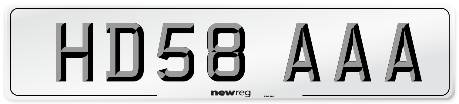 HD58 AAA Number Plate from New Reg
